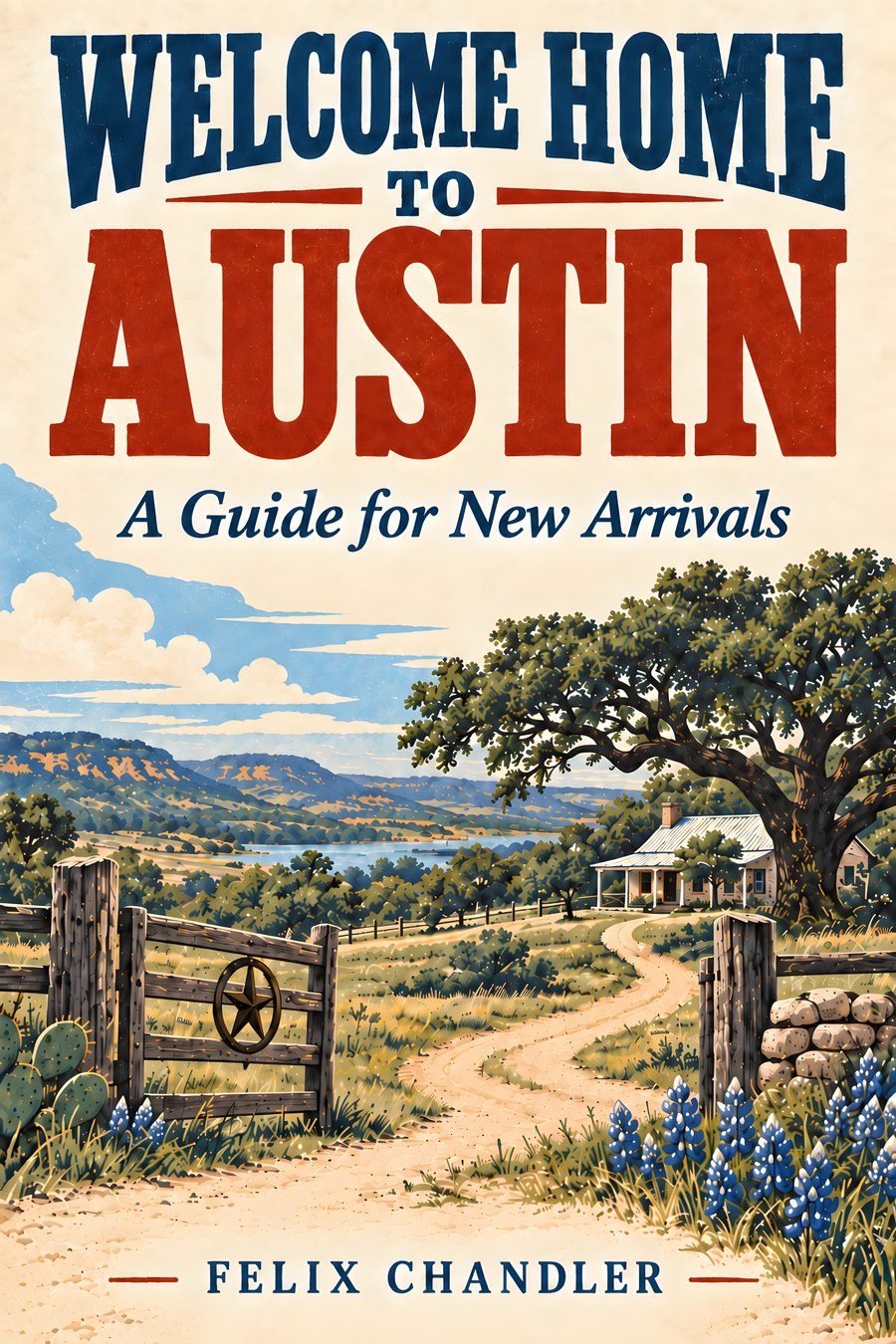 Cover of Welcome Home to Austin: A Guide for New Arrivals, by Felix Chandler, with a banner reading Your City placed over the city name.
